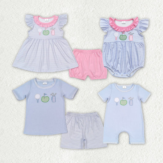 Baby Girls Golf Sibling Brother Summer Rompers Clothes Sets