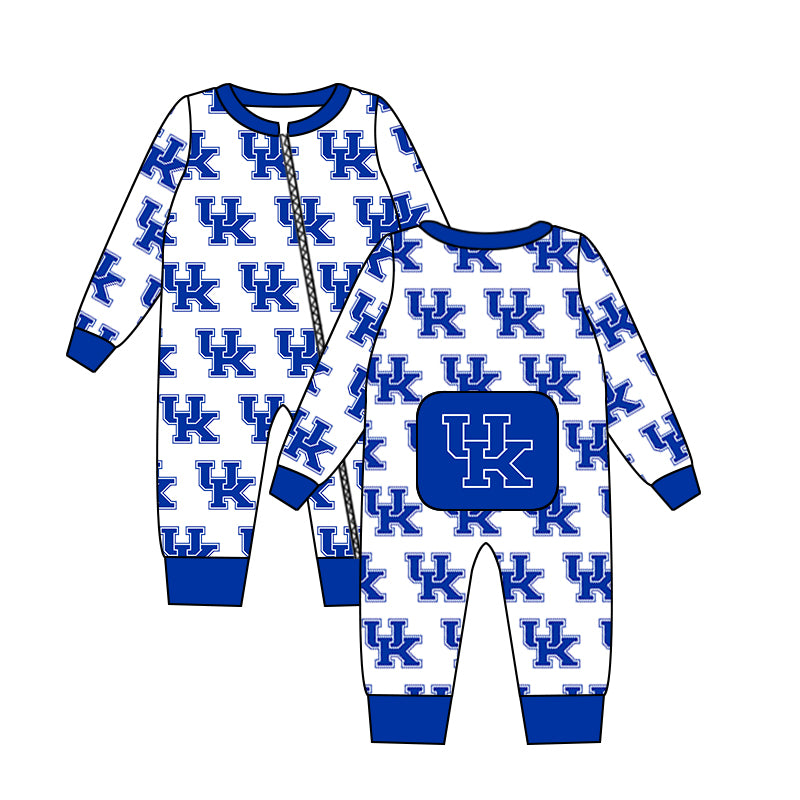 Baby Boys Team Blue UK Long Sleeve Zip Rompers preorder(moq 5)