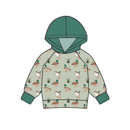 Baby Boys Green Hunting Ducks Hooded Tee Shirts Tops preorder(MOQ 5)