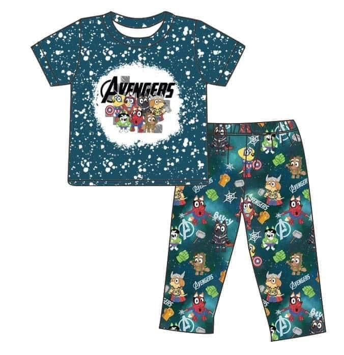 Baby Boys Dogs Blue Tee Top Pants Clothes Sets preorder (moq 5)