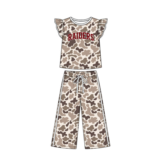 Preorder (moq 5)Baby Girls Camo Raiders Top Wide Pants Team Clothes Sets