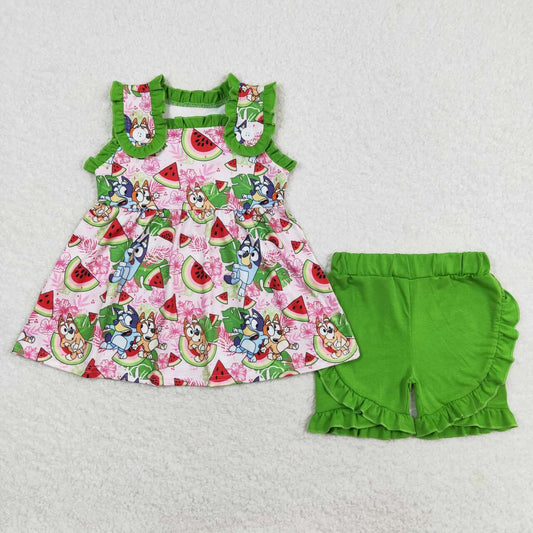 Baby Girls Watermelon Dogs Sibling Brother Rompers Clothes Sets