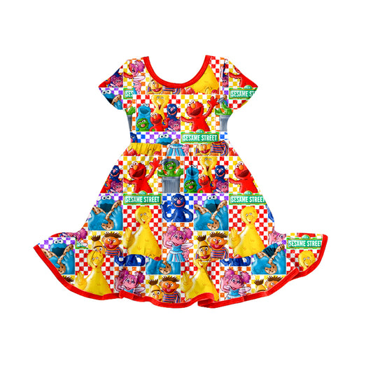Baby Girls Cartoon Animal Short Sleeve Knee Length Dresses preorder(moq 5)