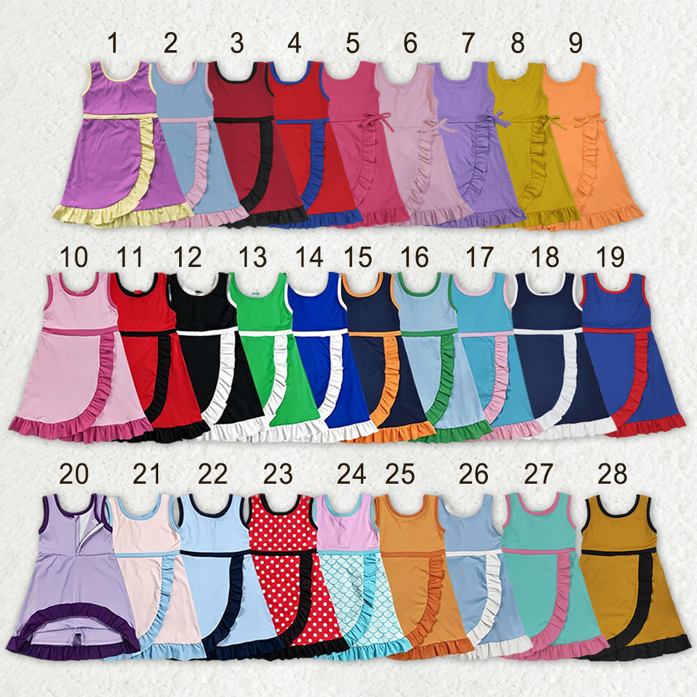 Sibling Baby Girls Sleeveless Yoga Active Ruffle Knee Length Dresses