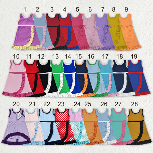 Sibling Baby Girls Sleeveless Yoga Active Ruffle Knee Length Dresses