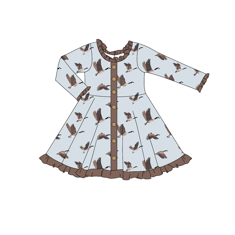 Baby Girls Ducks Hunting Buttons Knee Length Dresses preorder(MOQ 5)