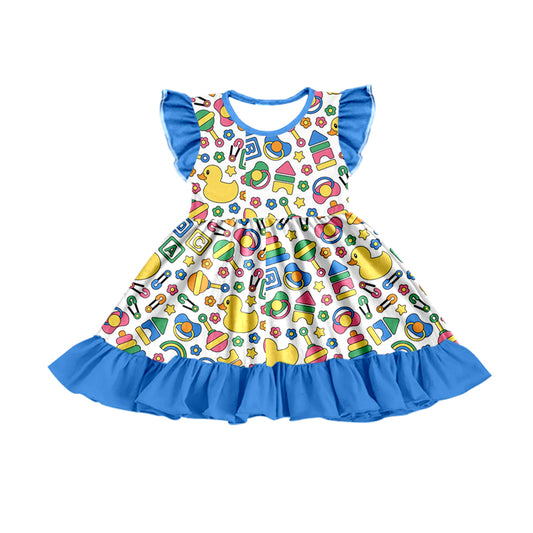 Baby Girls Duck Flutter Sleeve Knee Length Dresses preorder(moq 5)