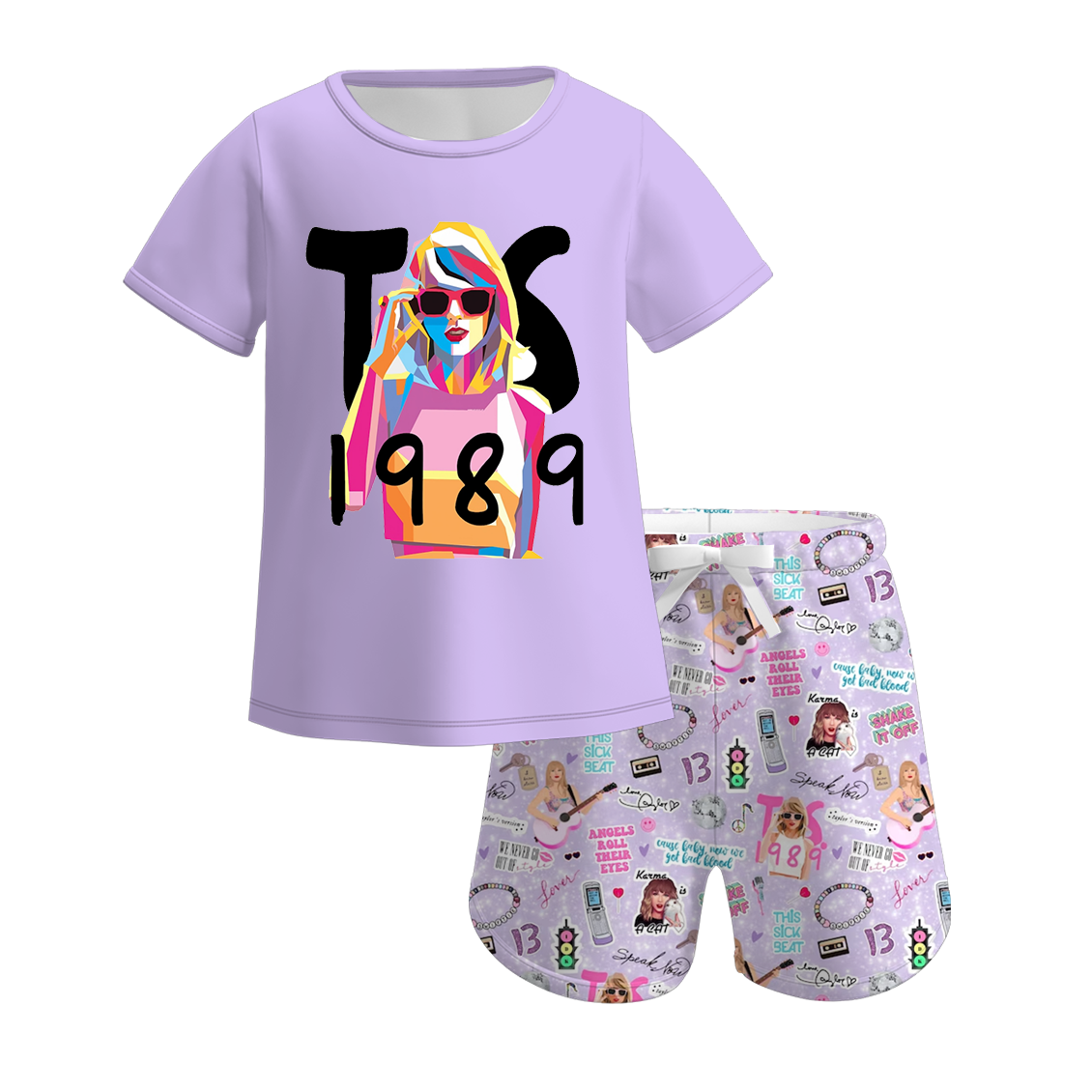 Baby Girls Singer Lavender Shirt Top Shorts Clothes Sets preorder (moq 5)