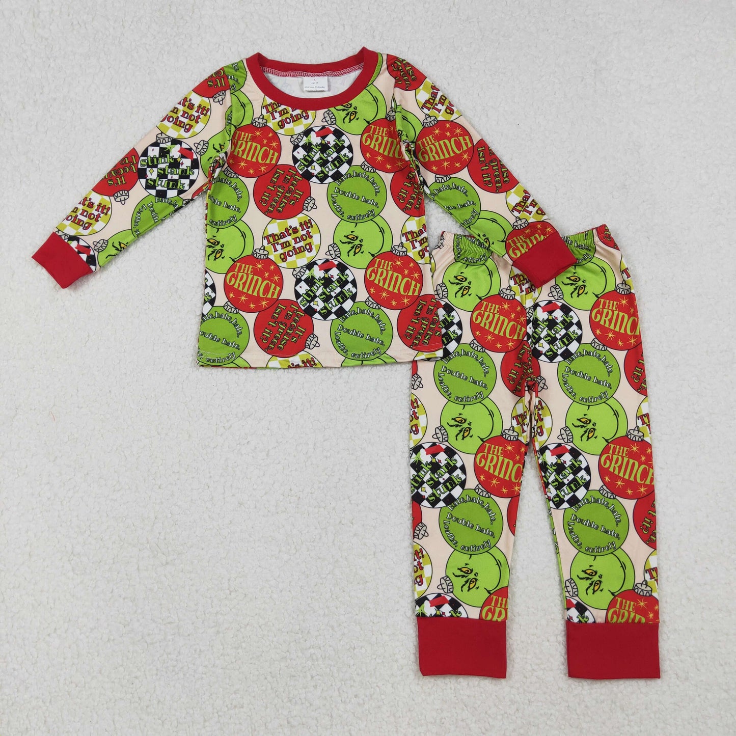Baby Boys Grin Lights Plaid Top Pants Christmas Pajamas Sets
