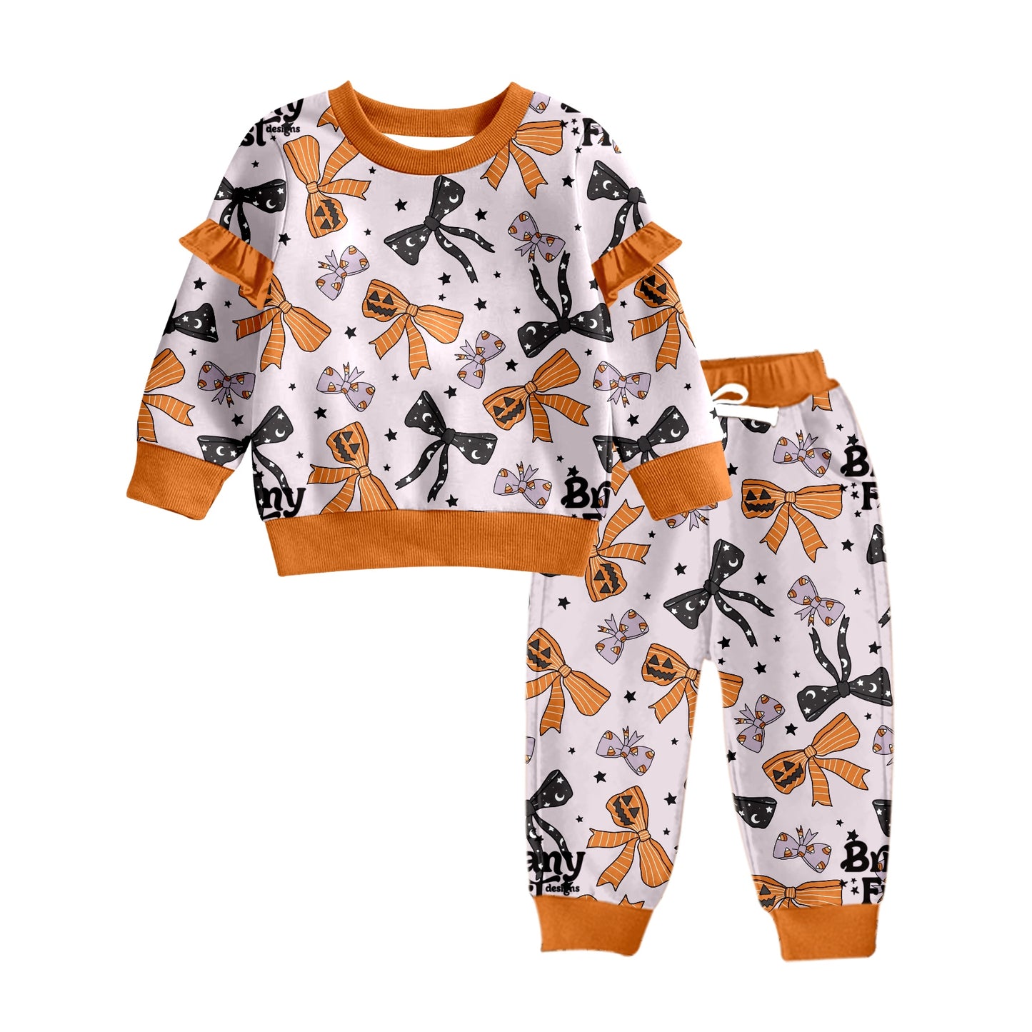 Baby Girls Halloween Bows Long Sleeve Top Pants Clothes Sets preorder(MOQ 5)