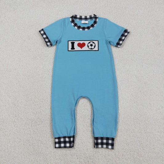 Embroidery I Love Footballs Baby Boys Team Footie Rompers