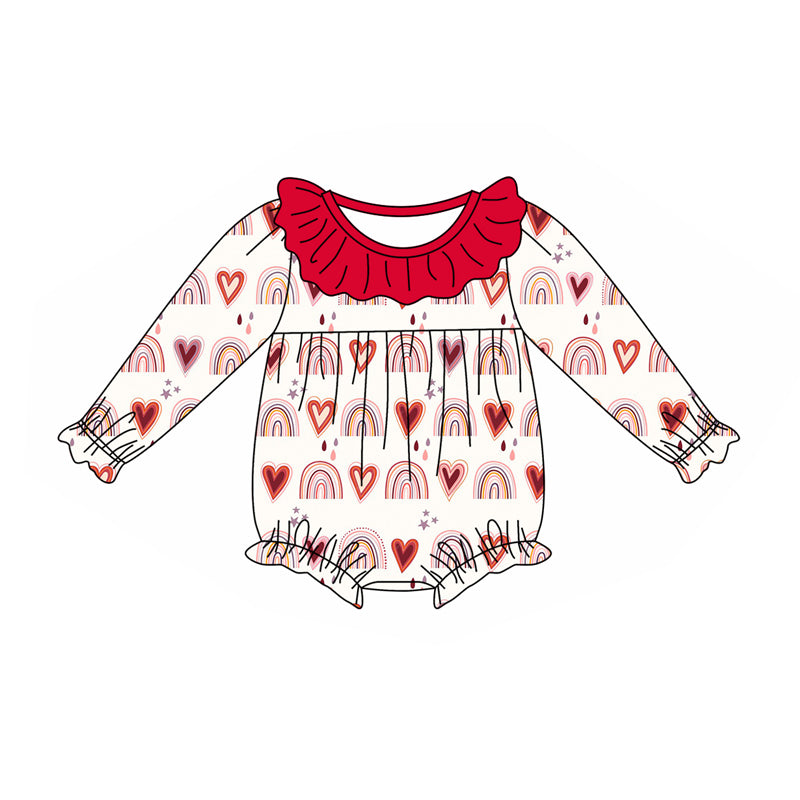 Baby Infant Girls Valentines Hearts Rainbow Rompers preorder(moq 5)