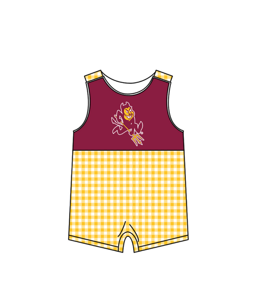 Preorder (moq 5)Baby Boys Sleeveless Arizona Checked Team Rompers