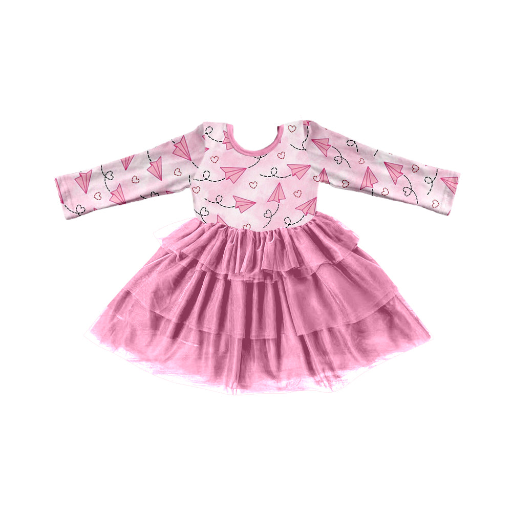 Baby Girls Valentines Plane Pink Tutu Ruffle Dresses preorder(moq 5)