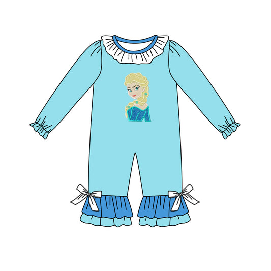 Baby Toddler Girls Princess Sister Blue Long Sleeve Rompers preorder(moq 5)