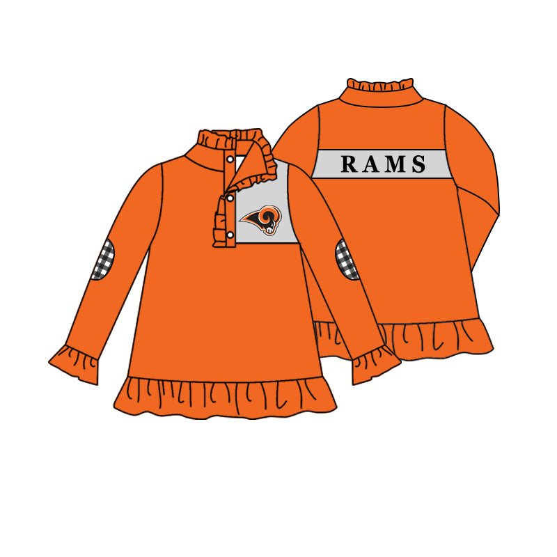 Team Baby Girls Long Sleeve Rams Buttons Pullover Shirt Tops preorder(moq 5)