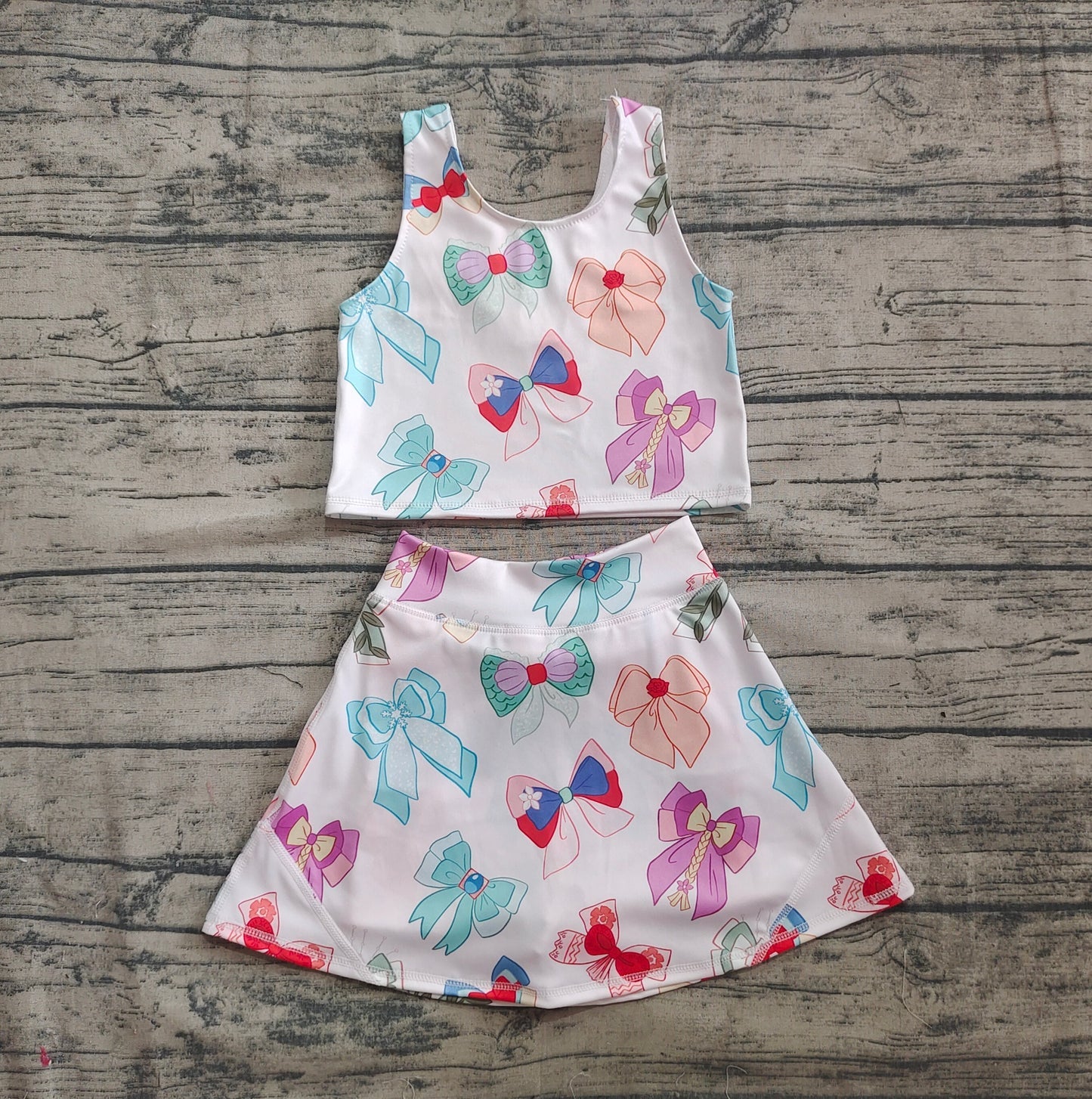 Sibling Baby Girls Cartoon Mouse Ducks Top Skorts Yoga Activity Wear Sets