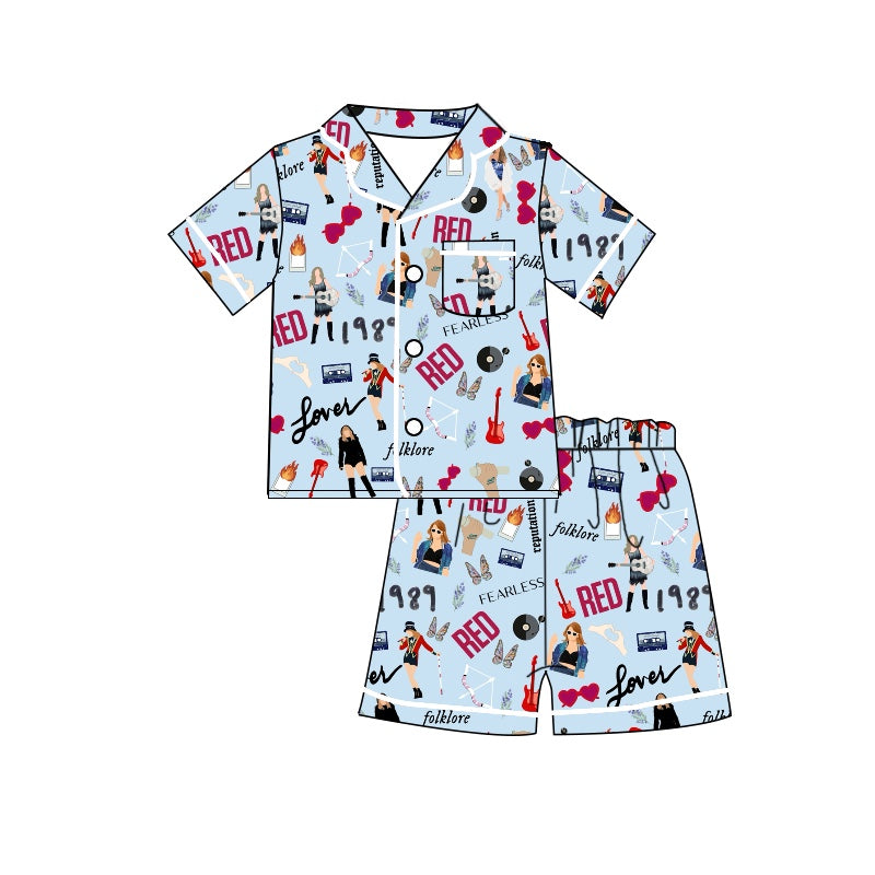 Baby Girls 1989 Singer Top Shorts Pajamas Clothes Sets Preorder(moq 5)