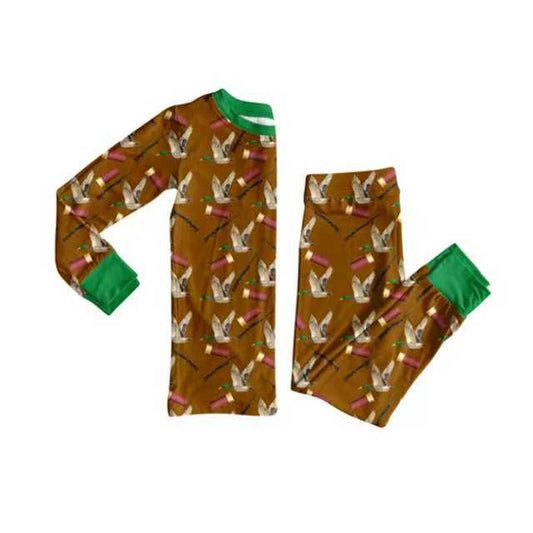 Preorder (moq 20)Baby Boys Bamboo Ducks Plaid Western Pajamas Sets