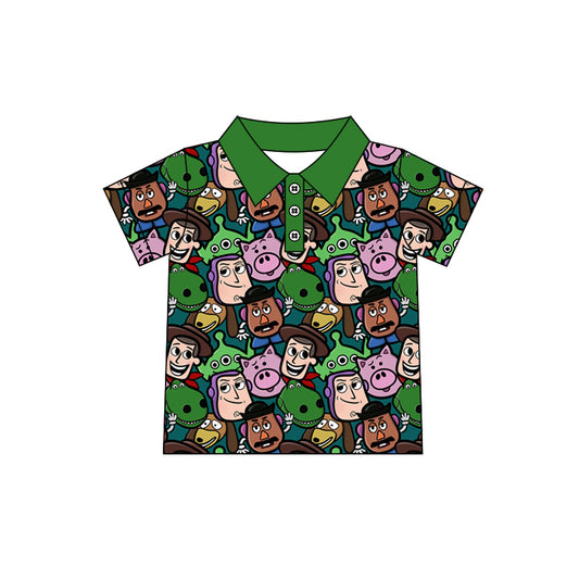 Baby Boys Toy Green Buttons Short Sleeve Shirt preorder(moq 5)