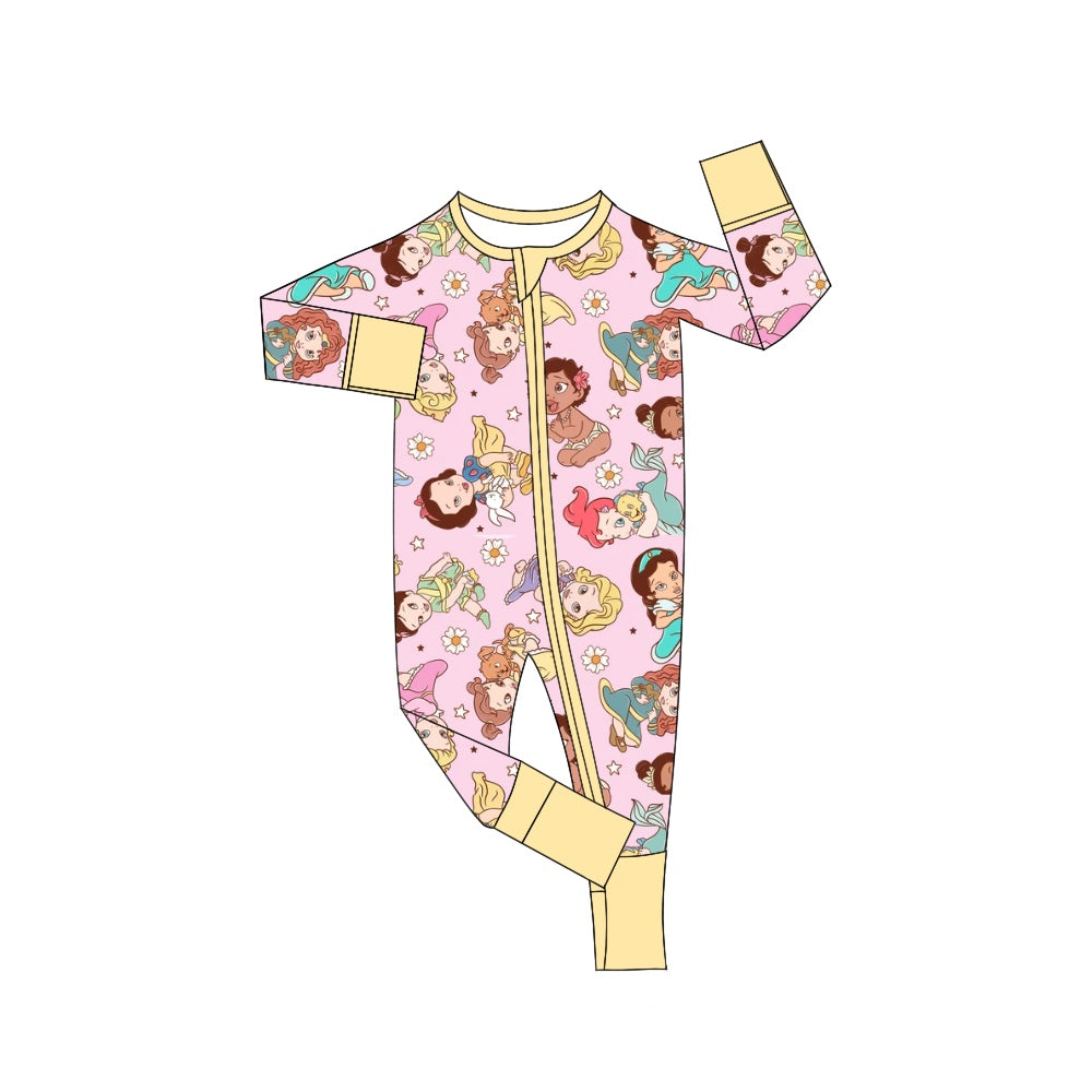 Baby Infant Girls Pink Princess Zip Rompers preorder