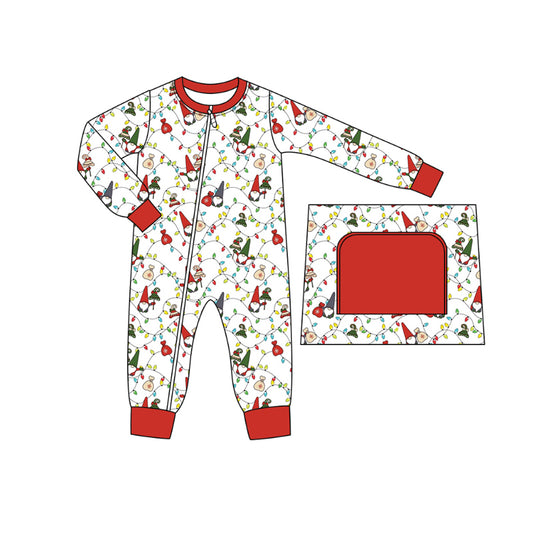 Baby Infant Boys Christmas Light Long Sleeve Zip Rompers preorder(moq 5)