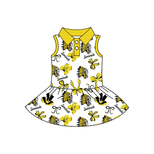 Preorder (moq 5)Baby Girls Seminole Indians Team Knee Length Dresses