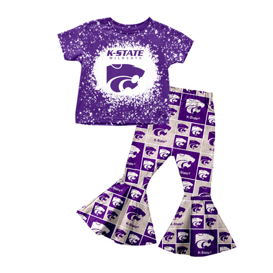 Baby Girls K State Team Top Bell Pants Outfits Clothes Sets preorder(MOQ 5)