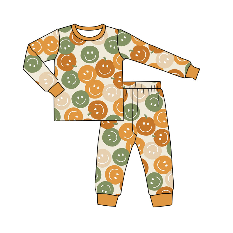 Baby Boys Fall Smile Shirt Pants Pajamas Clothes Sets Preorder(moq 5)