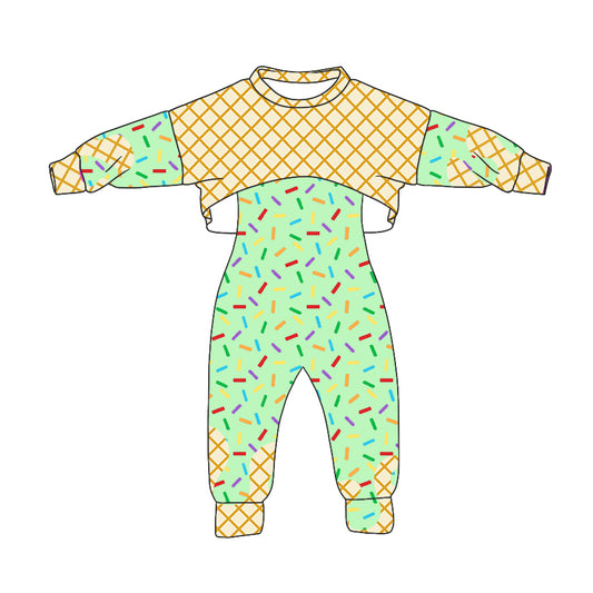 Preorder (moq 5)Baby Girls Long Sleeves Drip Shirt Top Jumpsuit 2 Piece Team Clothes Sets