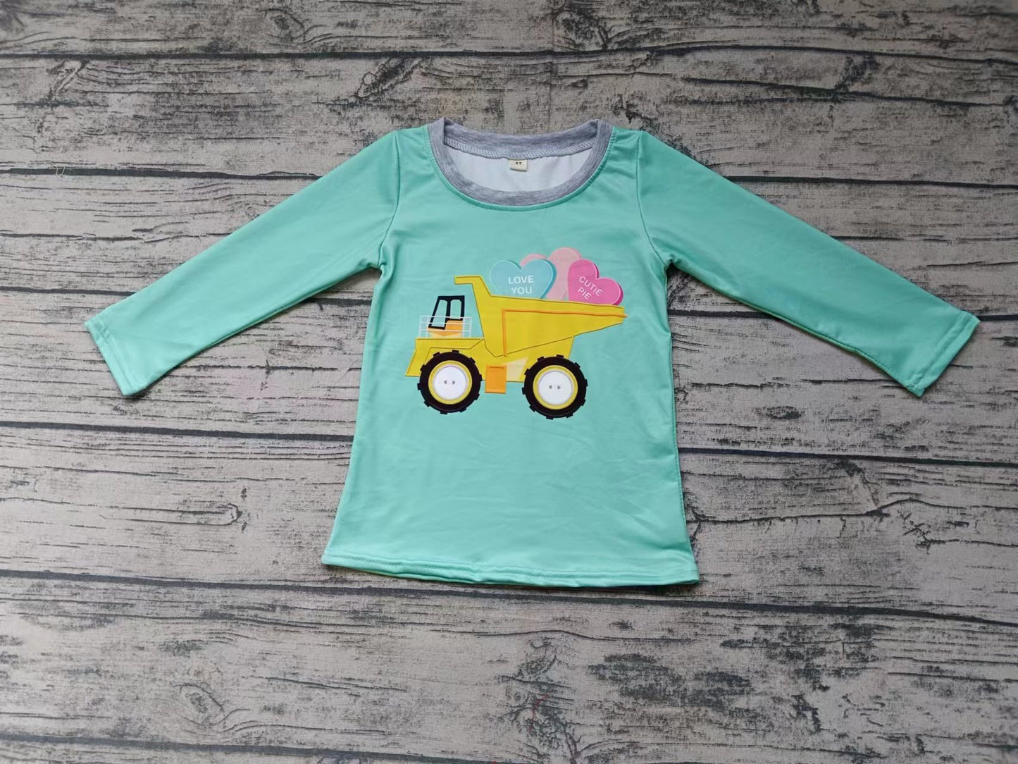 Baby Girls Valentines Tractor Long Sleeve Tee Shirts Tops preorder(moq 5)