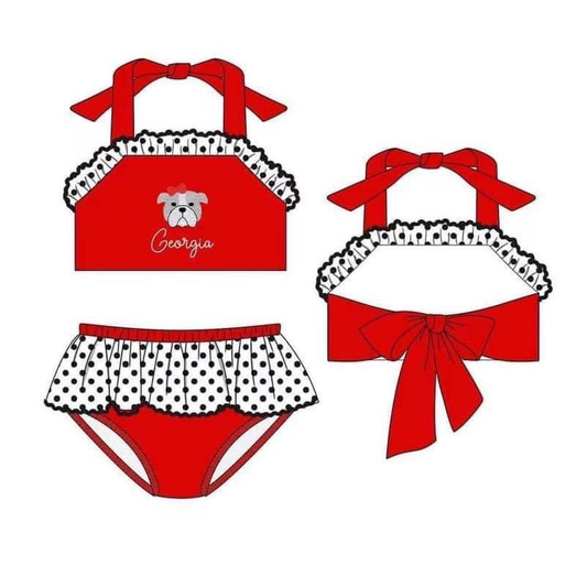 Baby Girls Georgia Team Ruffle Two Pieces Swimsuits preorder (moq 5)