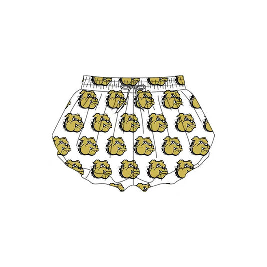 Preorder(moq 5) Baby Girls Bulldogs white Yoga Team Ruffle Shorts