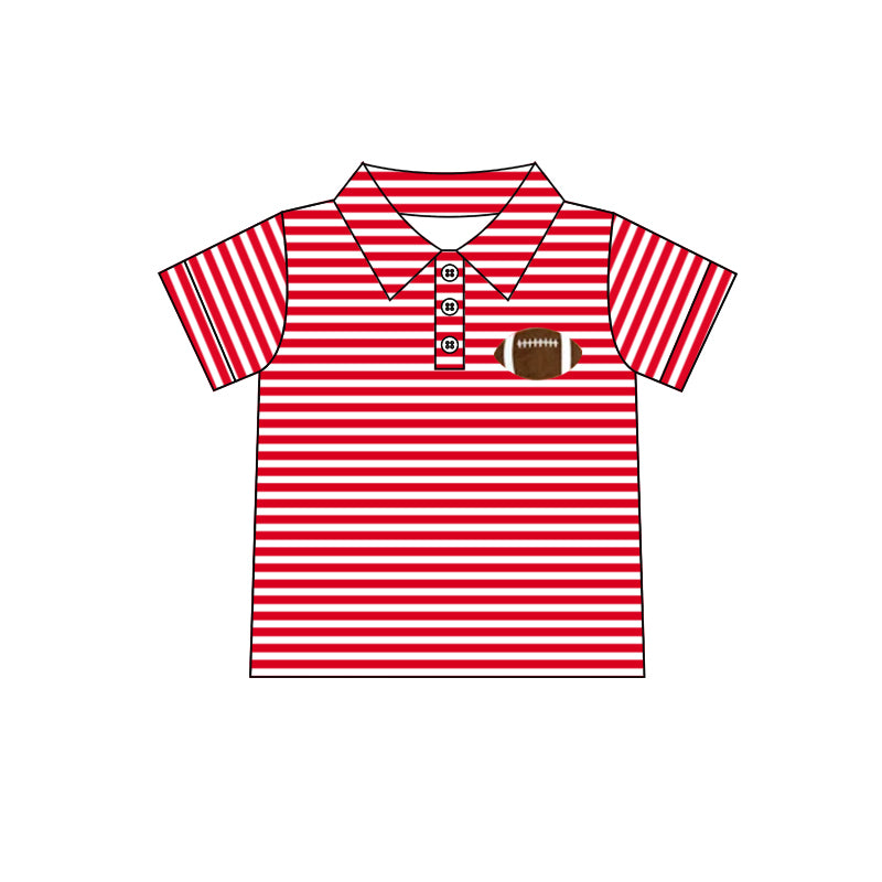 Preorder (moq 5)Baby Boys Red Stripes Football print pullovers tops