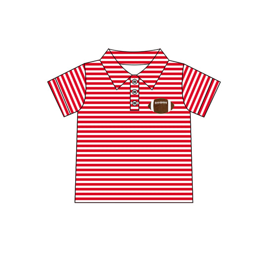 Preorder (moq 5)Baby Boys Red Stripes Football print pullovers tops