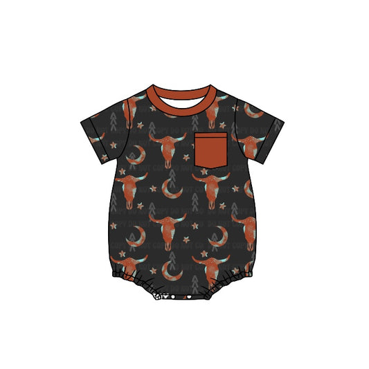 Baby Infant Boys Pocket Cow Stars Western Rompers preorder