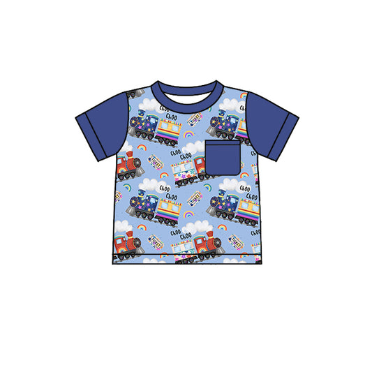 Baby Boys Train Pocket Short Sleeve Tee Shirts Tops Preorder(moq 5)