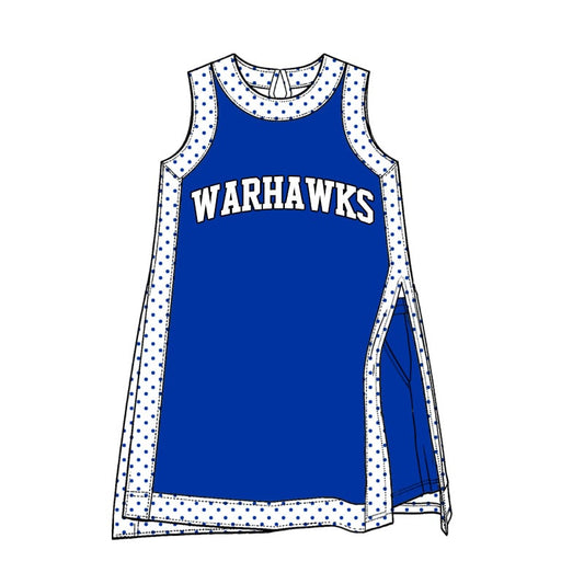 Preorder moq 5 Baby Girls Sleeveless Blue Warhawks Yoga Active Split Short Clothes Sets