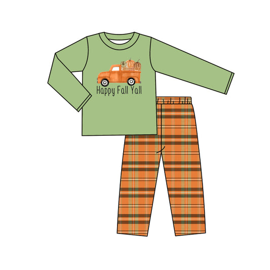 Baby Boys Happy Fall Yall Tops Pants Pajamas Clothes Sets Preorder(moq 5)