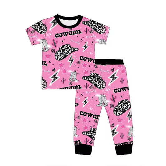 Baby Girls Western Cowgirl Shirt Pants Pajamas Clothes Sets Preorder(moq 5)