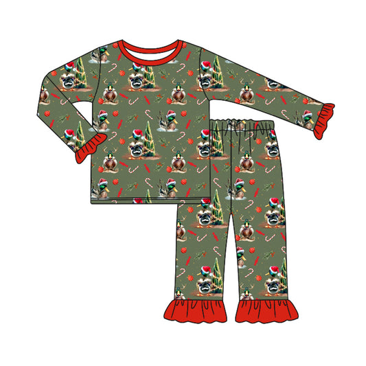 Baby Girls Christmas Ducks Hunting Top Pants Pajamas Clothes Sets preorder(MOQ 5)