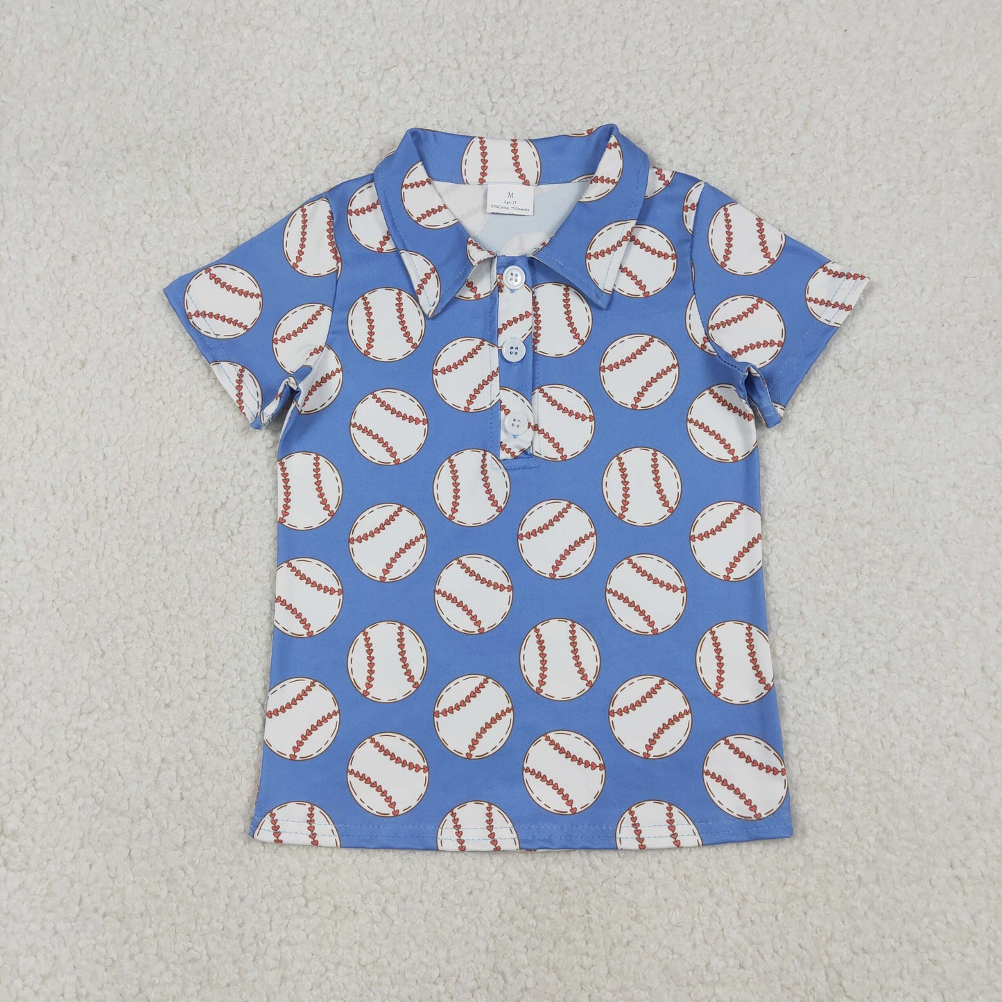 Baby Boys Baseballs Team Button Polo Shirts Top