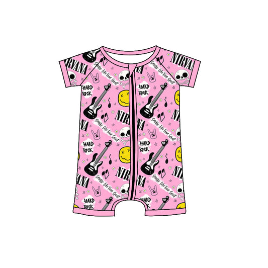 Baby Girls Smile Guita Short Sleeve Zip Rompers preorder(moq 5)