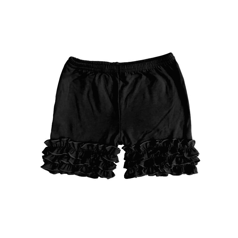 Preorder (moq 5)Baby Girls Black Icing Ruffle Bottoms Shorts