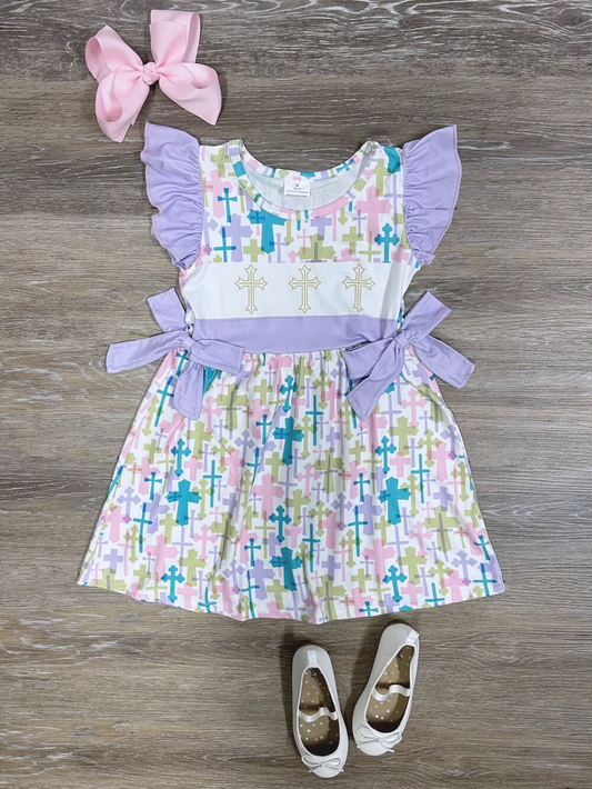 Baby Girls Easter Cross Knee Length Dresses