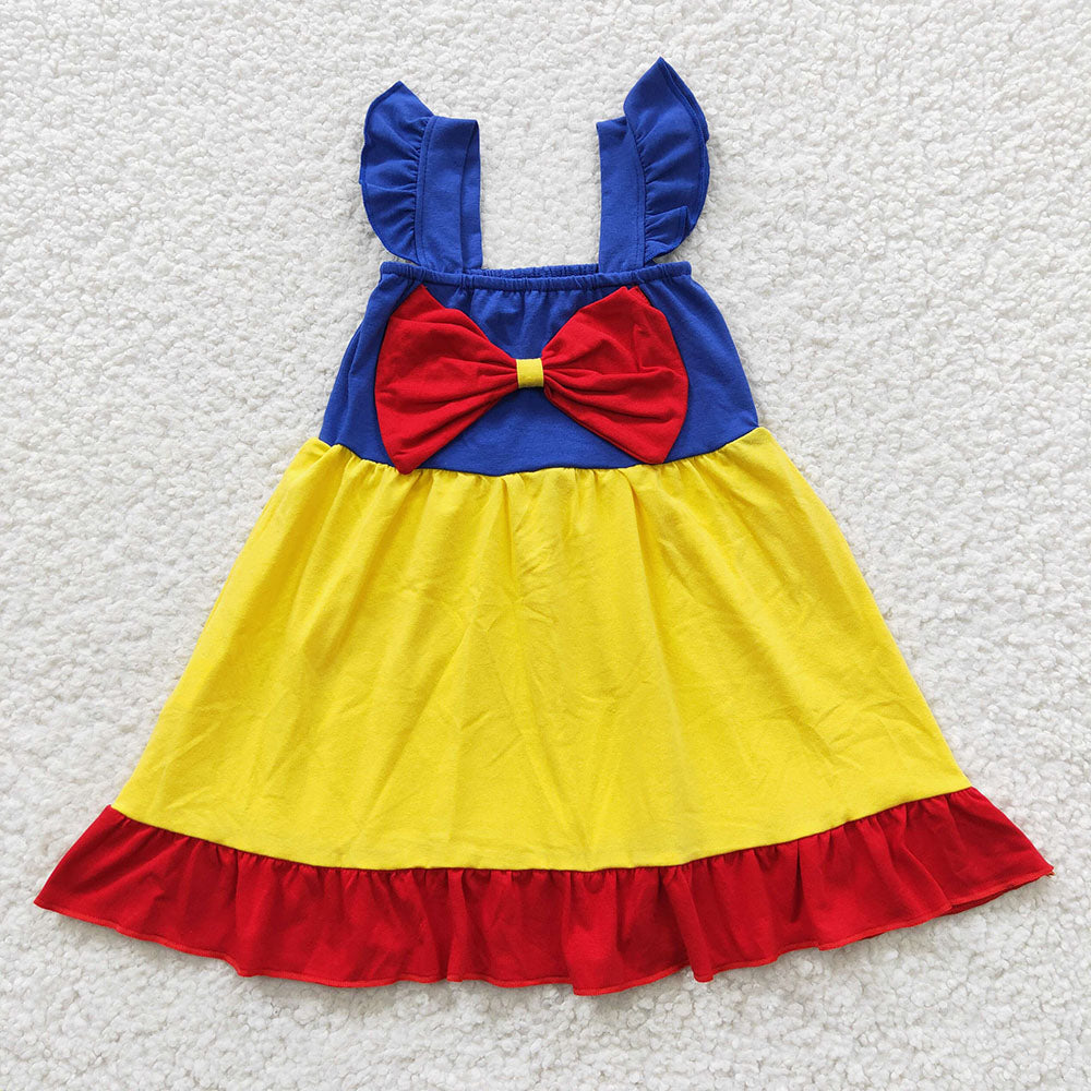 Baby Girls Princess Sibling Bow Summer Knee Length Dresses