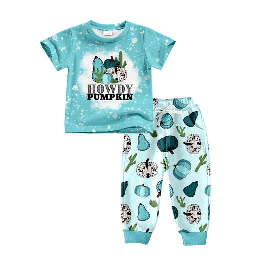 Baby Boys Howdy Pumpkin Shirt Top Pants Clothes Sets Preorder(moq 5)