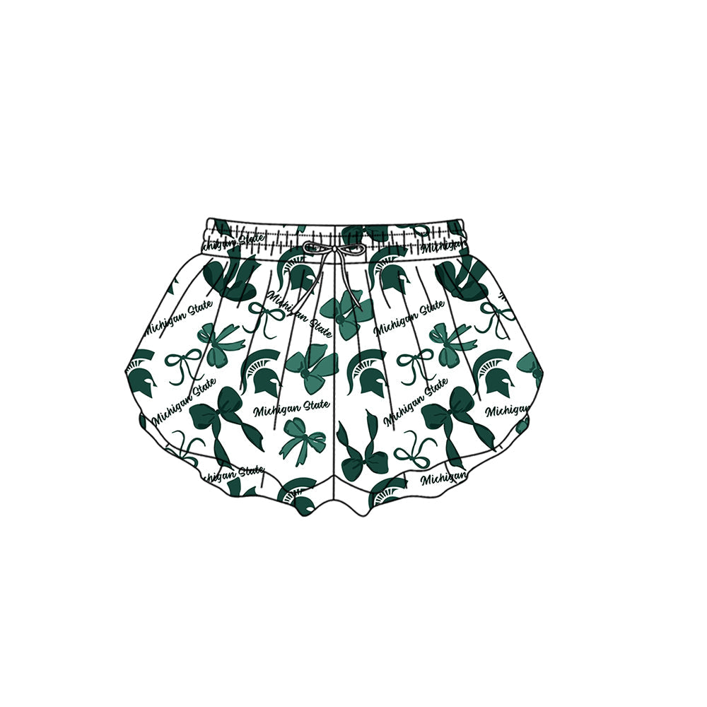 Preorder (moq 5)Baby Girls Michigan State Bows Team Ruffle Shorts Bottom