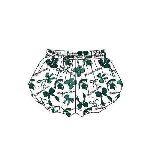 Preorder (moq 5)Baby Girls Michigan State Bows Team Ruffle Shorts Bottom