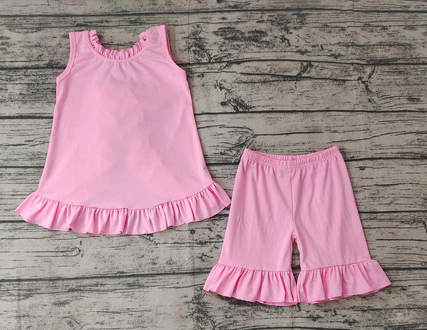 Baby Girls Pink Bow Tunic Tops Ruffle Shorts Clothes Sets